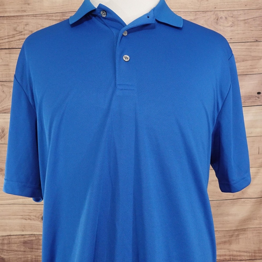 PGA TOUR Polo Shirt Mens XL Blue 100% Polyester Mesh Short Sleeve Airflux Golf